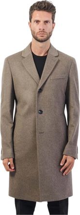 HUGO BOSS Klassieke wollen jas met kasjmier - Heren - Mantel - Beige - M - Wol - Jassen