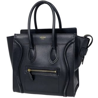 Celine Black Leather Handbag Tote Bag (Pre-Owned)