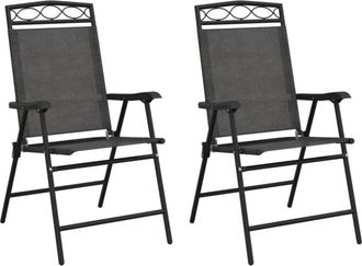 vidaXL Folding Garden Chairs 2 pcs Melange Grey Steel and Textilene vidaXL