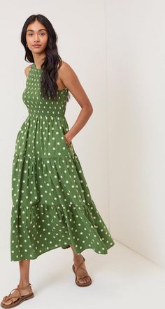 Nobody's Child Green Polka Dot Sleeveless Charlie Midi Dress