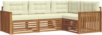 vidaXL Conjunto De Sof&aacute;s De Exterior 4 Uds. Natural Y Crema Vidaxl