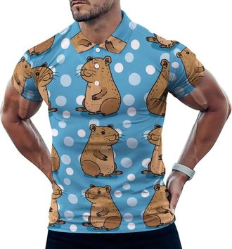 Generic Cute Cartoon Capybara Mens Polo Shirt Short Sleeve Golf Shirt Summer Sports T-Shirt Tops for Athletic Casual XL