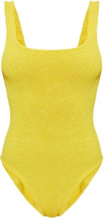 Hunza G Costume intero con scollo quadrato - Giallo