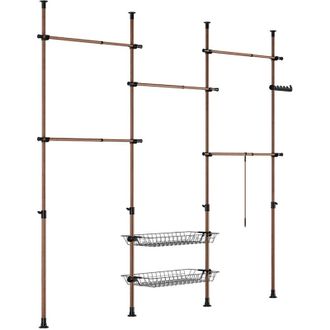 SoBuy SoBuy Freestanding Coat Rack With 2 Shelves Brown 331,8x37x295cm Functional KLS04-II-BR