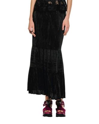 Anna Sui Plisse Tiered Maxi Skirt in Black at Nordstrom, Size Medium