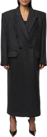 JLUXLABEL Double Breasted Wool Blend Coat in Black at Nordstrom