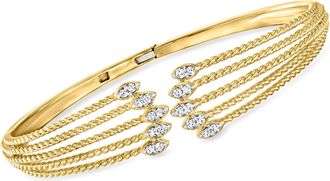 Ross-Simons Diamond Multi-Row Cuff Bracelet in 18kt Gold Over Sterling