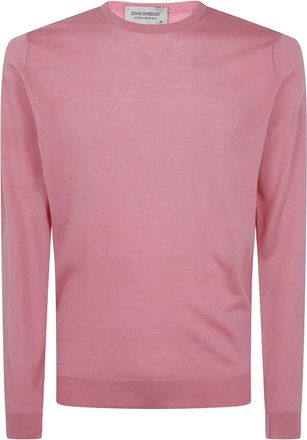 John Smedley Lundy Crewneck Pullover - Heren - Ronde hals truien - Roze - M - Wol - Truien & Vesten