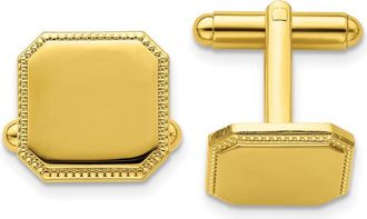 Diamond2Deal Gold-plated Square Beaded Engravable Cuff Links