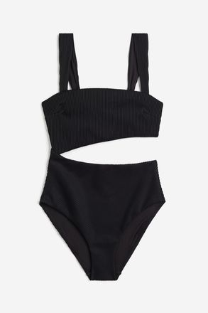 H&M Badeanzug mit wattierten Cups und High Leg - Schwarz