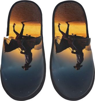 Generic Azure Sky Western Desert Cowboy Women Men House Shoes Lightweight House Slippers Warm Shoes For Bedroom Outdoor Indoor M