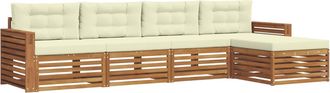 vidaXL Conjunto De Sof&aacute;s De Exterior 5 Uds. Natural Y Crema Vidaxl