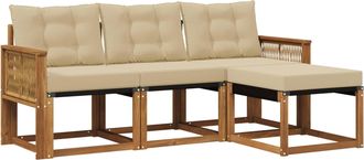 vidaXL Conjunto De Sof&aacute;s De Exterior 4 Uds. Natural Y Beige Vidaxl