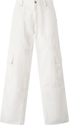 Roberto Cavalli Python Print Wide Leg Broek - Heren - Straight fit broeken - Wit - W36 - Katoen - Broeken