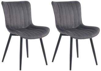 Clp Set De 2 Sillas De Comedor Largo En Terciopelo O Polipiel Gris Oscuro Terciopelo