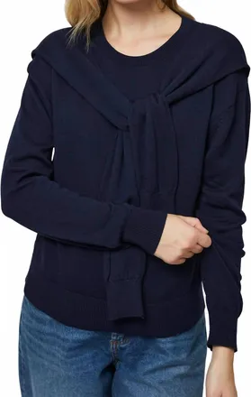 French Connection Cashmere Blend Tie Sweater In Marine