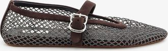 Alaia Ballerine Flat in mesh con dettaglio strass - ALAIA - gender_Woman