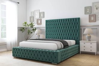 Comfort Beds Ambassador Plush Bed Frame With Mattress-50 Upholstered in Emerald | Size: Single