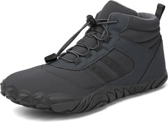 Generic Mens and Womens Barefoot Hiking Boots Winter Warm Fur Lined Outdoor Snow Cold Boot with Wide Toe Box Minimalist Five-Finger Sneakers Dark Grey