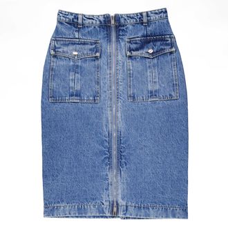 Bally Hilda Zip-Front Denim Midi Skirt