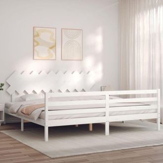 vidaXL Vidaxl - Estructura De Cama Con Cabecero Madera Maciza Blanco 200x200cm