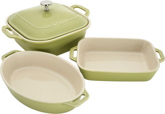 Staub Ceramic 4-pc Baking Pans Set, Casserole Dish with Lid, Brownie Pan, Pastel