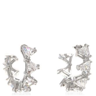 Swarovski Ortyx Pierced Earrings Mini Hoop Triangle Rhodium Shiny White