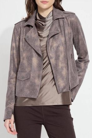 Lyss&eacute; Amelia Printed Vegan Suede Moto Jacket In Copper Chevron