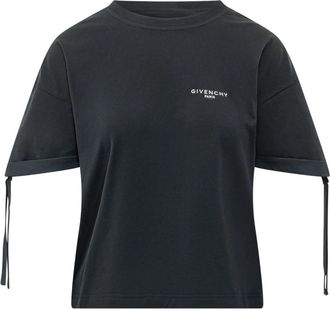 Givenchy T-shirt met strikken - Dames - T-shirts - Blauw - M - Katoen - Tops