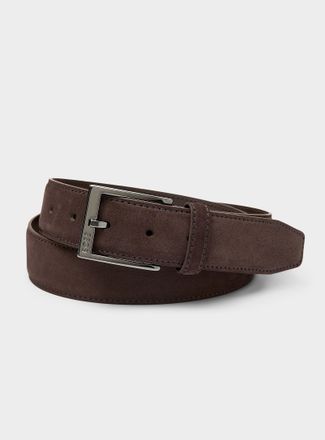 BOSS Mens Square-buckle suede belt