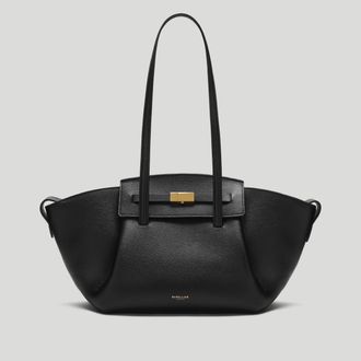 DeMellier The Midi Brooklyn in Black Small Grain Leather Shoulder bag