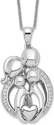 Diamond2Deal Sterling Silver Cubic Zirconia Family of 4 Gathering Necklace