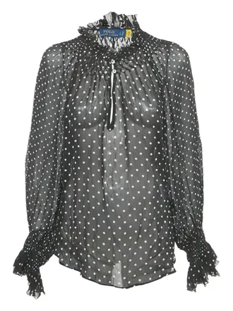 Ralph Lauren Polka dot georgette blouse - women - Viscose - L - Black