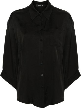 Federica Tosi box-pleat-detail twill shirt - women - Viscose - 44 - Black