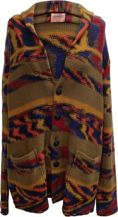 Missoni Knitted Buttoned Shawl-Collared Cardigan in Multicolor Cashmere