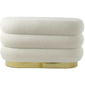 Light & Living Light&living - Puf Lyall Teddy Cr&egrave;me Oro - 80x40x45 Cm