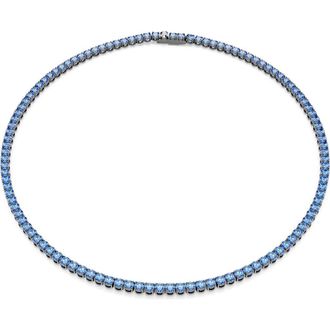Swarovski Matrix Tennis Necklace in Blue at Nordstrom, Size Medium