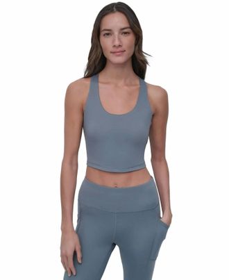 DKNY Balance Compression Cropped Tank In Blue Fog