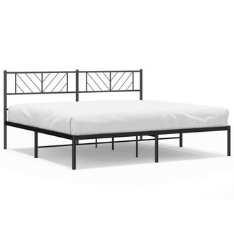 Berkfield Home Metal Bed Frame with Headboard Black 183x213 cm