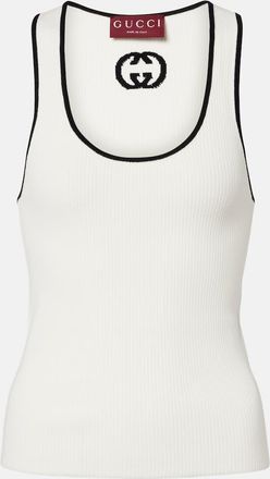 Gucci Ribbed-knit cotton-blend tank top