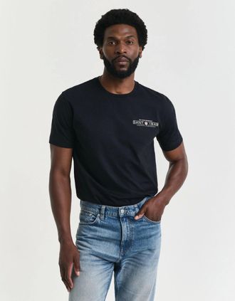 GANT Mens GANT Mens Short Sleeve Printed Graphic T-Shirt - 5 Black - Size: 40