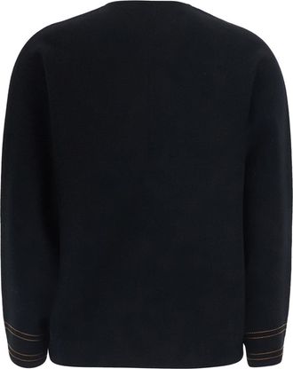 Max Mara Womens Long-Sleeve V-Neck Top Black Wool Tops