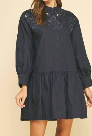 Pinch Design Embroidered Mini Dress In Navy