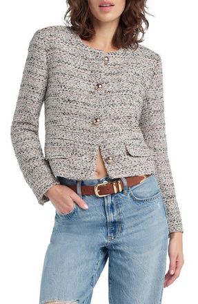 Favorite Daughter Embellished Crop Jacket in Pink Tweed at Nordstrom, Size X-Small