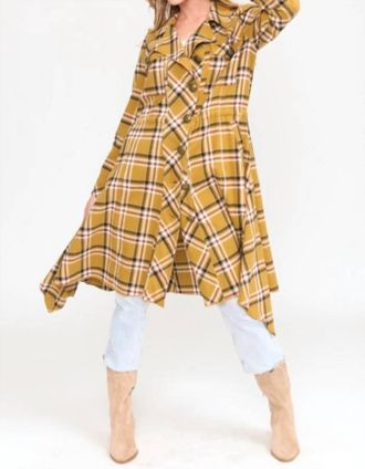 Aratta Coco Plaid Trench Coat In Mustard Combo