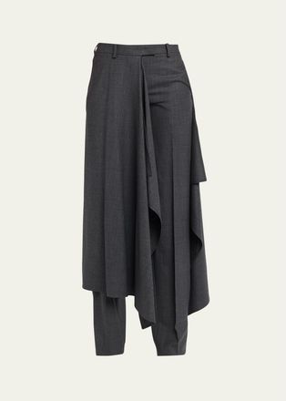 Michael Kors Asymmetric Overskirt Straight-Leg Trousers
