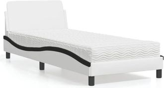 vidaXL Cama Con Colch&oacute;n Cuero Sint&eacute;tico Blanco Y Negro 80x200 Cm Vidaxl