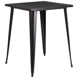 Flash Furniture 31.5 Square Black-Antique Gold Metal Indoor-Outdoor Bar Height Table