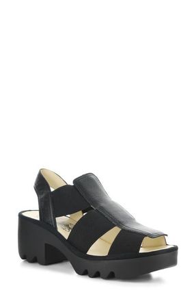 FLY London Teev Platform Sandal in Black at Nordstrom, Size 10-10.5Us