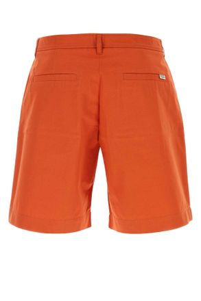Maison Kitsun&eacute; Mens Dark Orange Cotton Bermuda Shorts Paprika Exterior